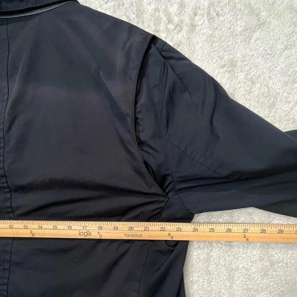 Banana Republic Lightweight Black Zipper Coat Jacket Sz XL Classic Deep Pockets